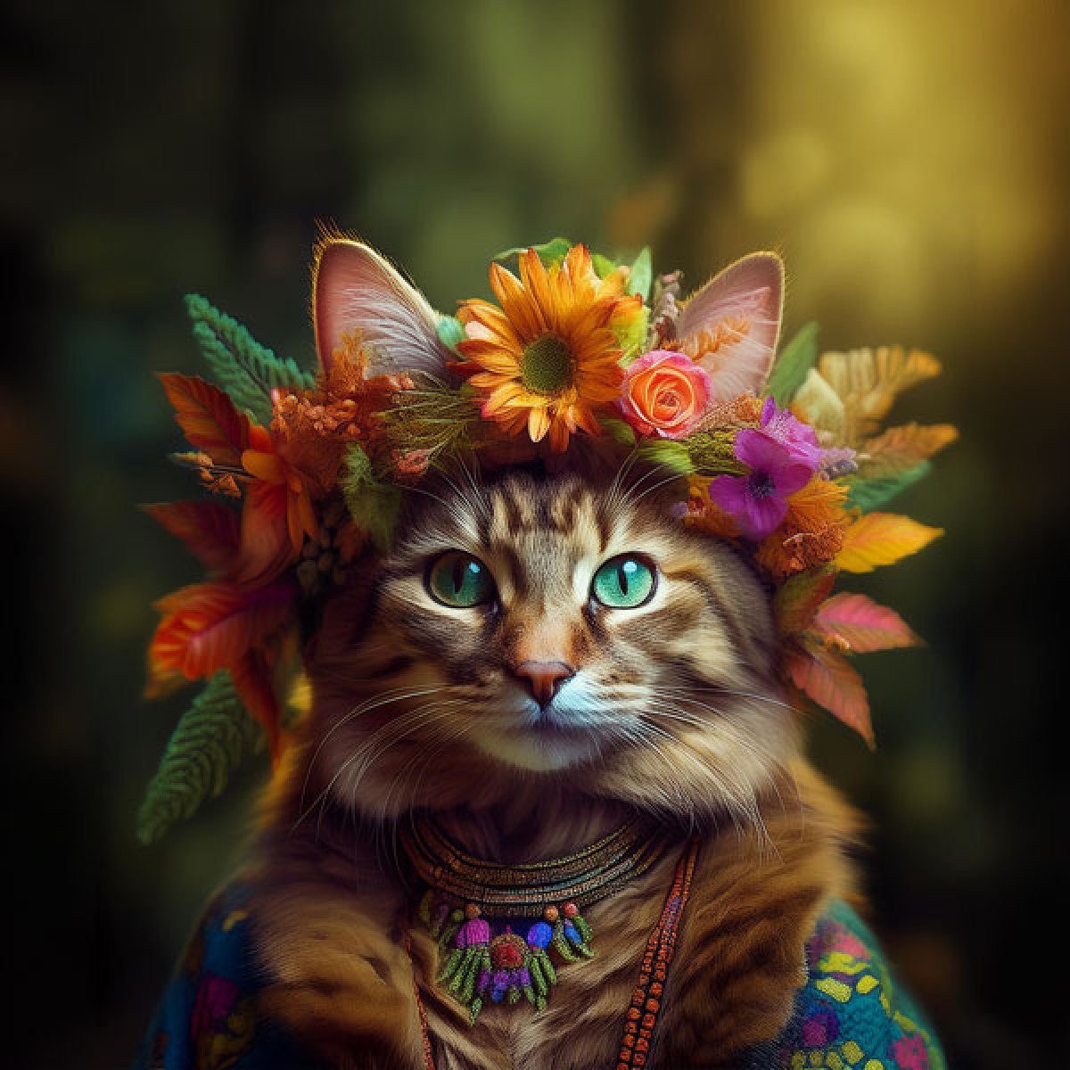Velour Panel „Indie - Katze Boho 1"