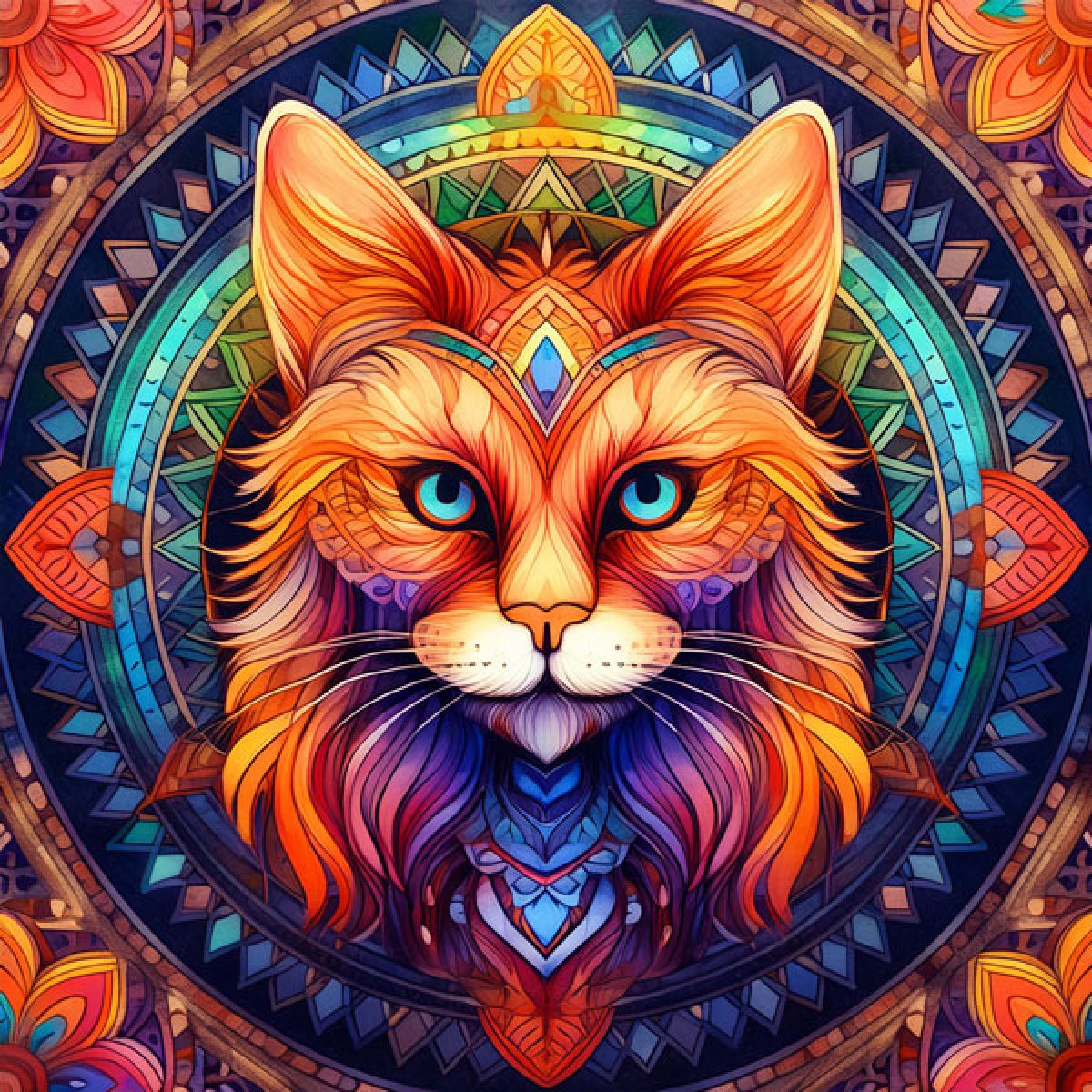 Velour Panel Mandala „Katze 3“