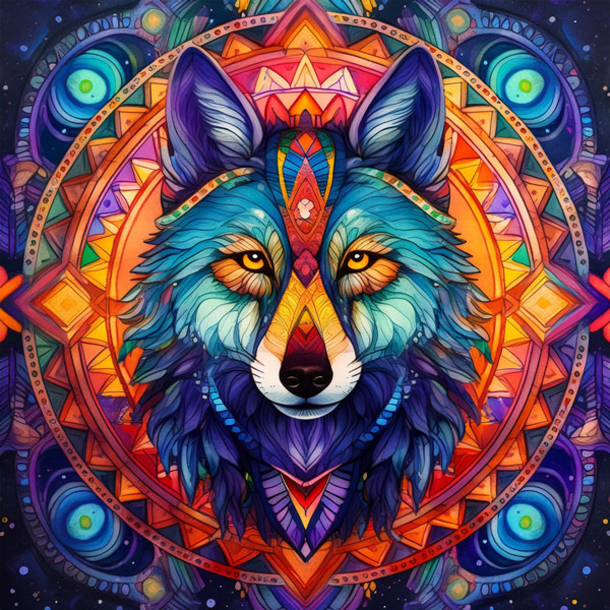 Velour Panel Mandala "Wolf"