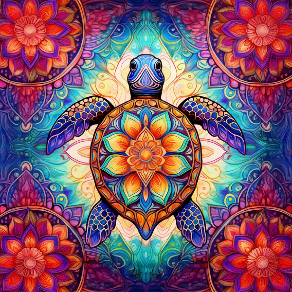 Samt Panel Mandala Schildkröte