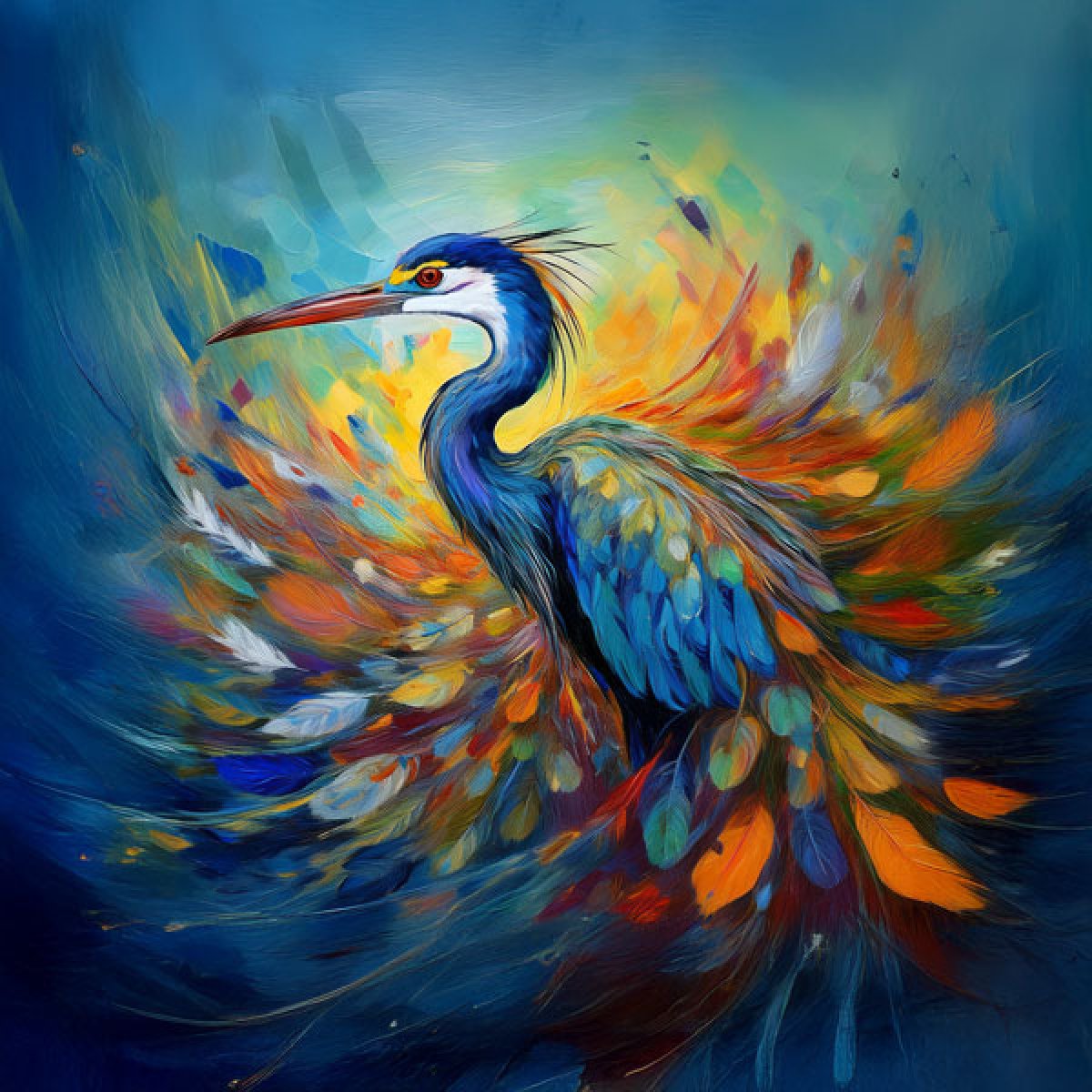 Samt Panel "Farbrausch" Reiher