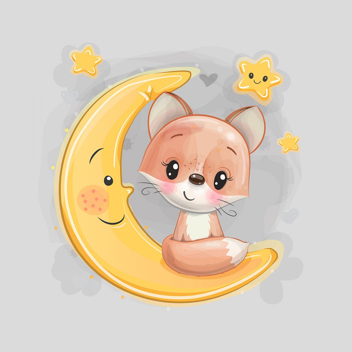 French Terry - Panel S Fuchs im Mond