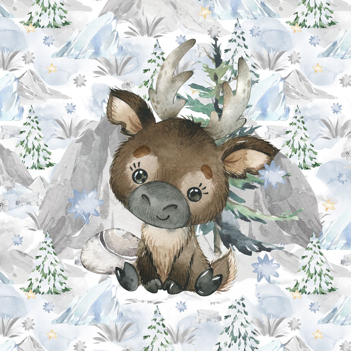 French Terry - Panel Bergwinter Rentier