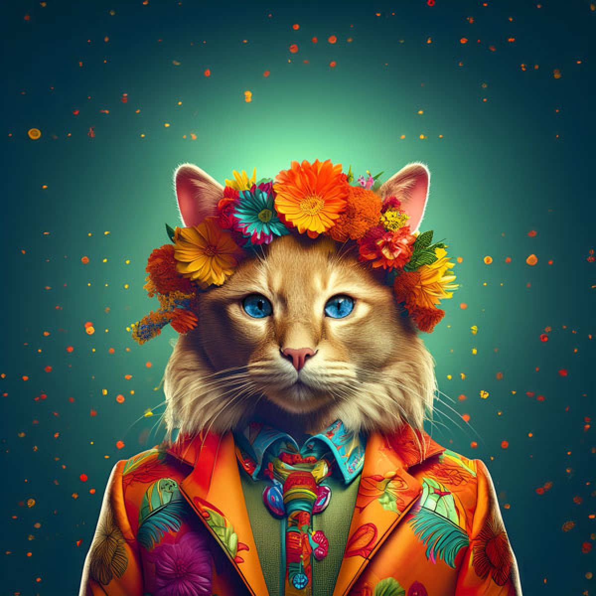 Samt Panel „Katze Tropisch“ 9