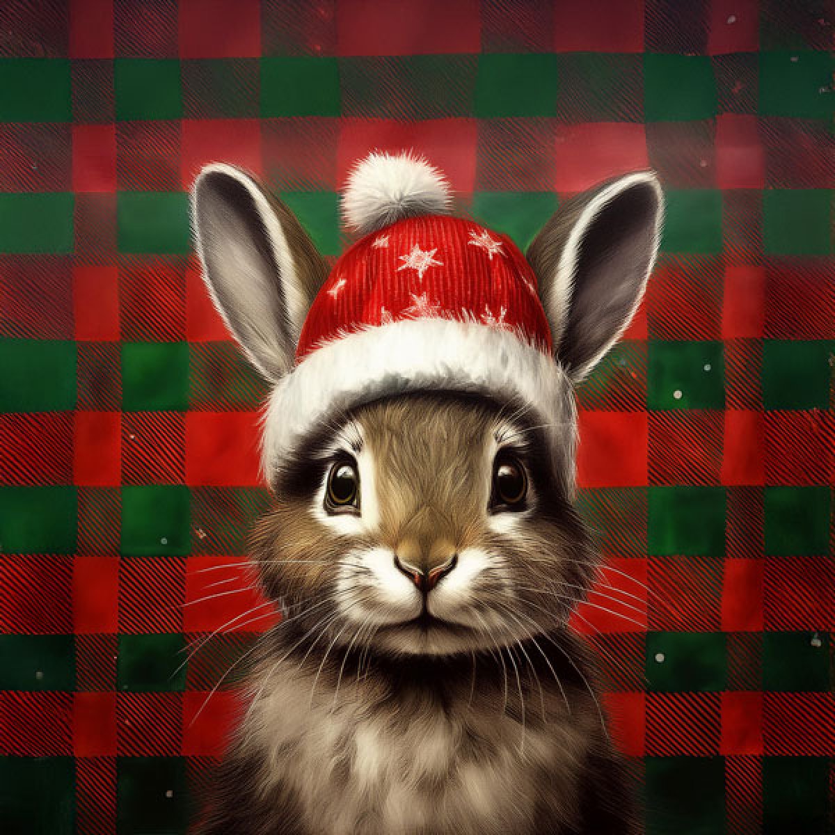 Samt-Panel Weihnachtsplaid Hase