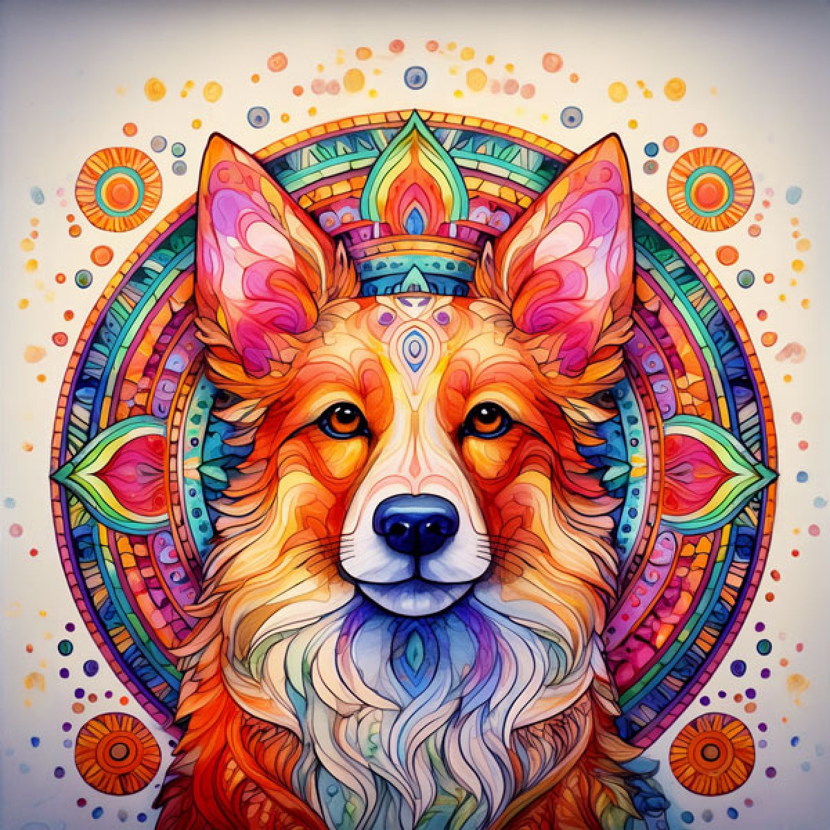 Velour Panel Mandala "Corgi"