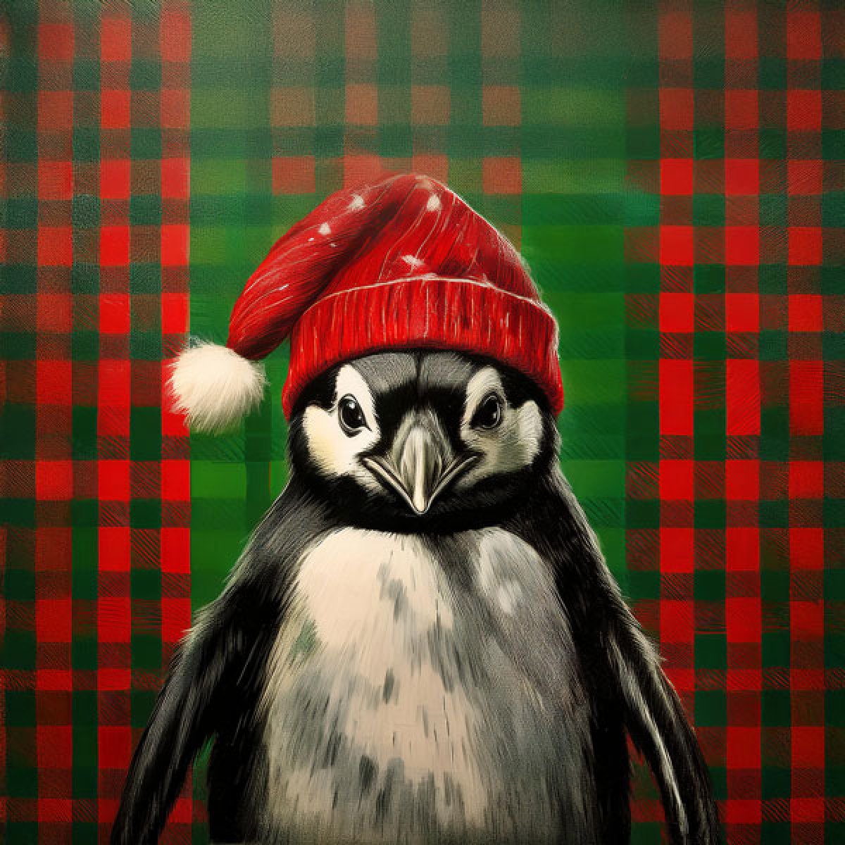 Samt-Panel Weihnachtsplaid Pinguin