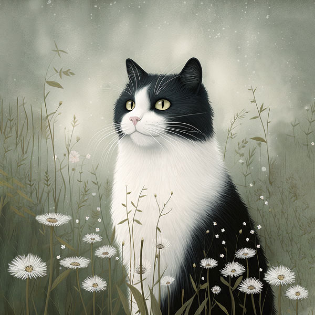 Samt-Panel Katze "schwarz weiß"