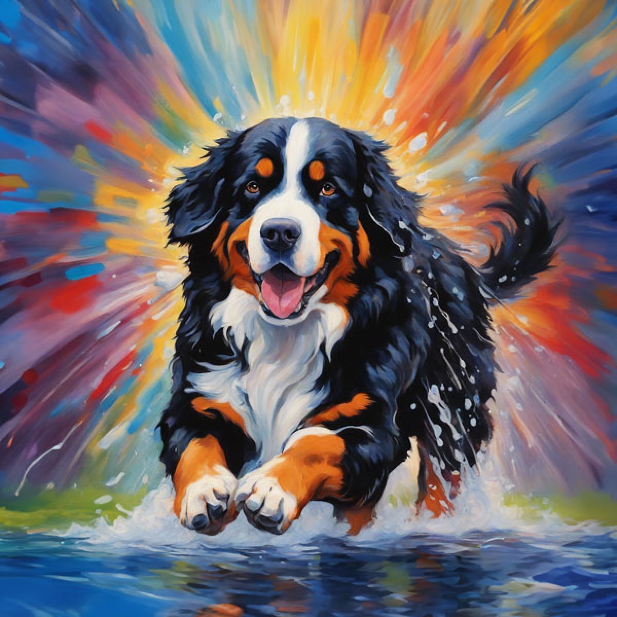 Velour Panel "Berner Sennenhund“ bunt