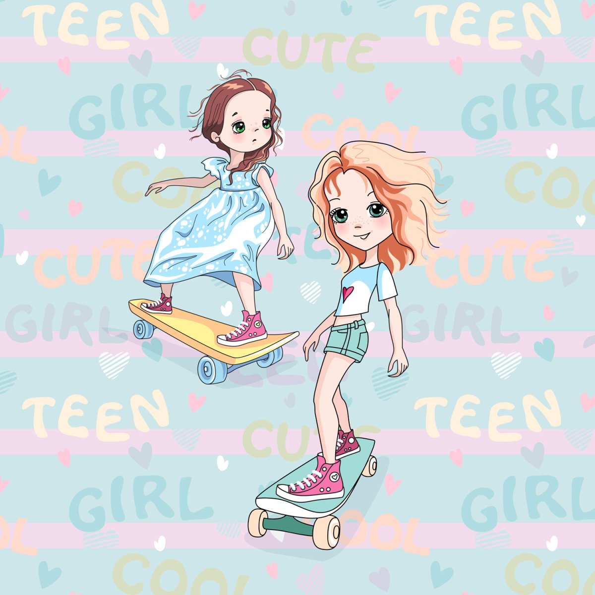 French Terry - Panel S Little Teens - Skatergirls