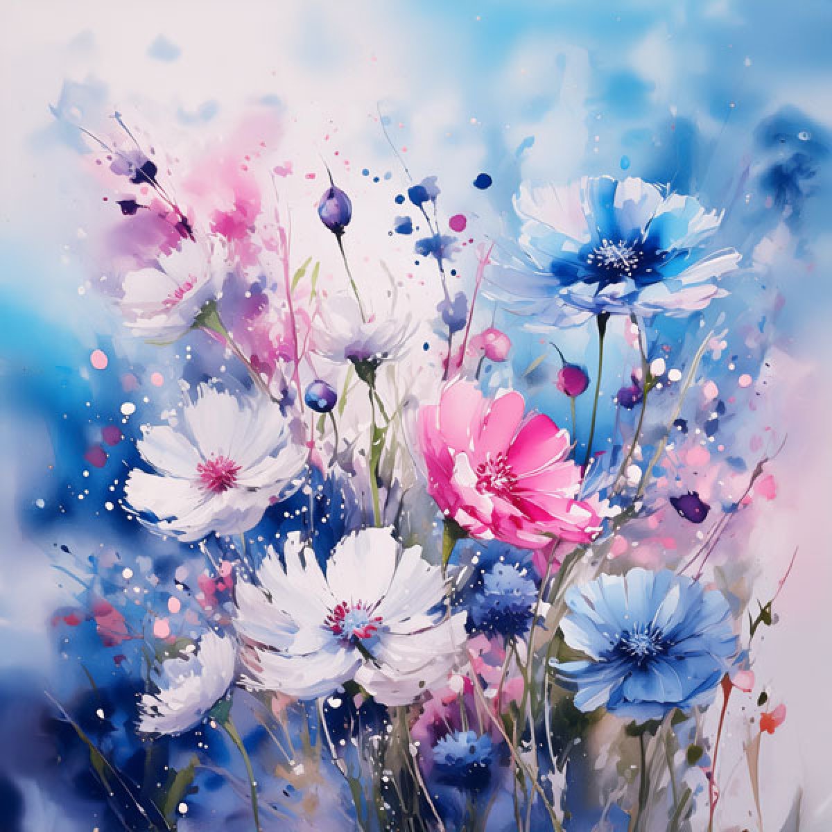 Samt-Panel Blumenlandschaft Astern