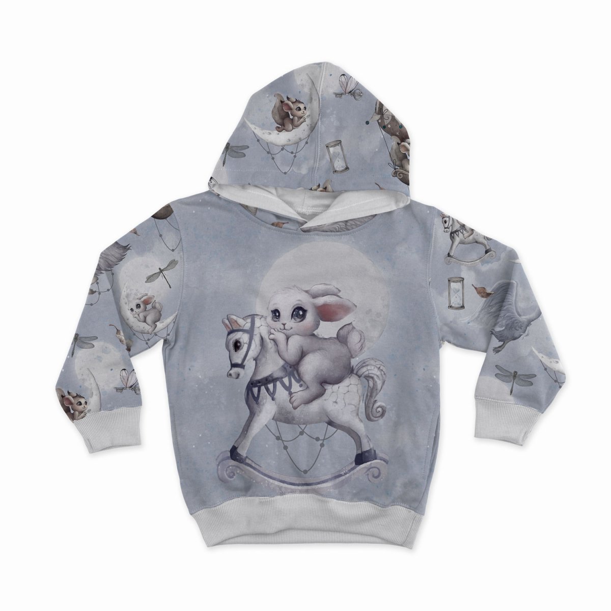 French Terry - Panel S Hase auf Schaukelpferd "Mystisch"