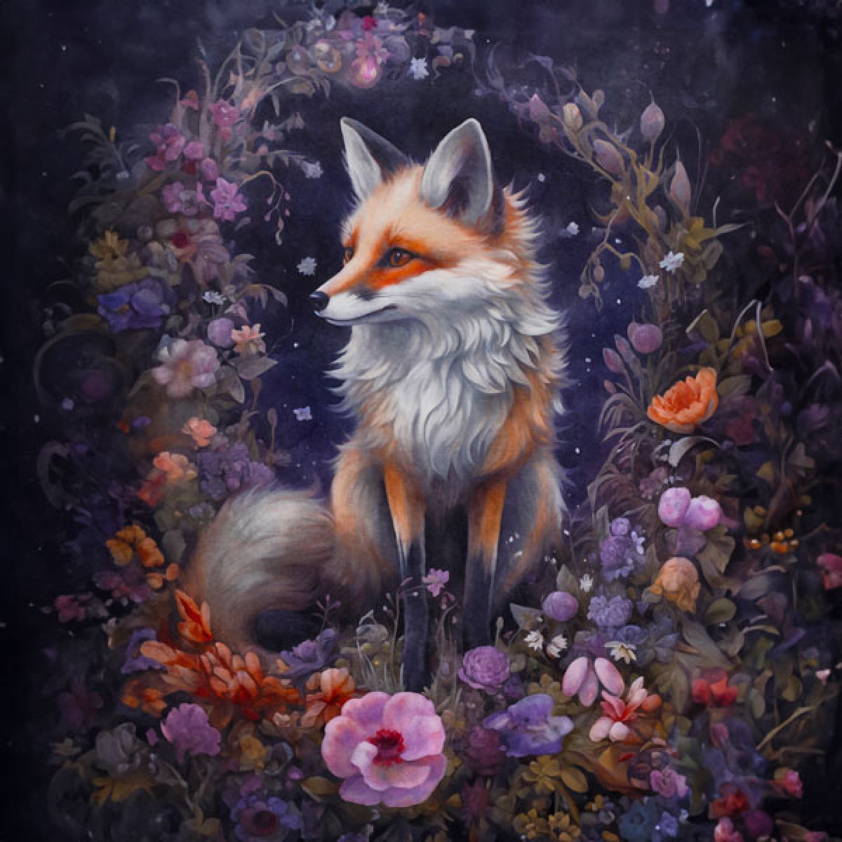 Velour Panel "Fuchs im Zauberwald"