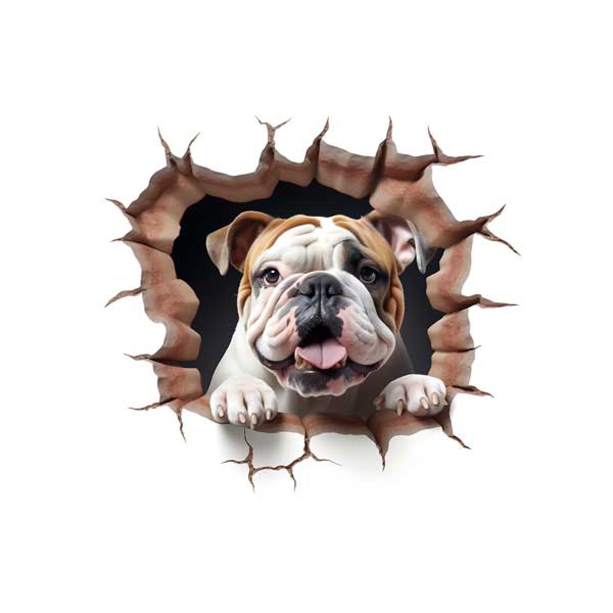 Velour Panel „durch die Wand „Engl. Bulldogge 1"