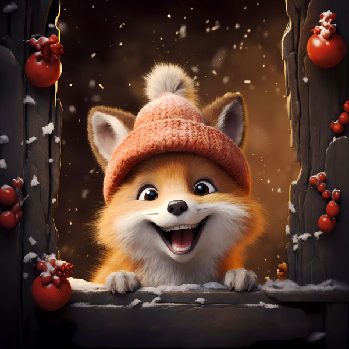 Velours-Panel "Happy Fox" lustiger Fuchs