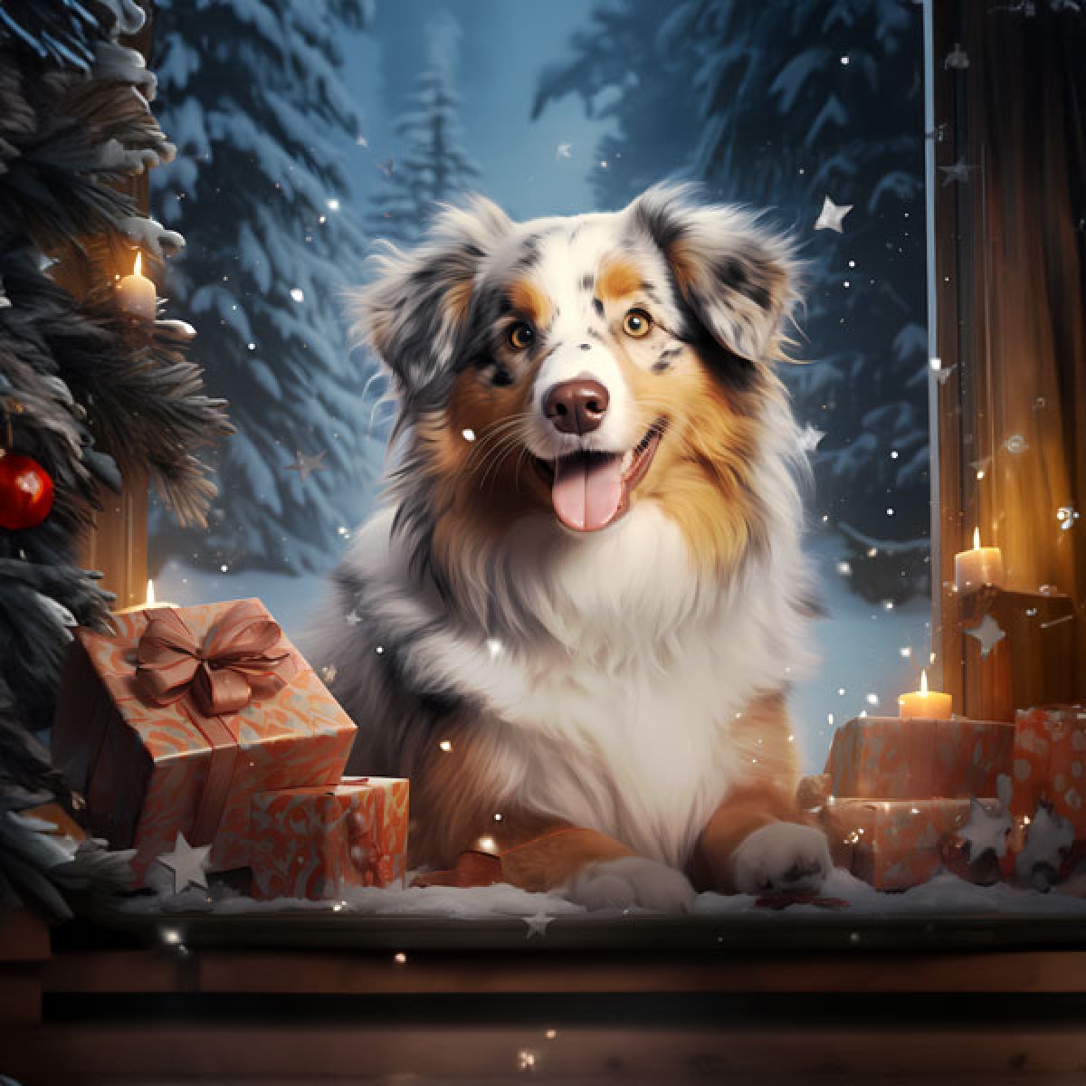 Velour Panel Australien Shepart Weihnachten