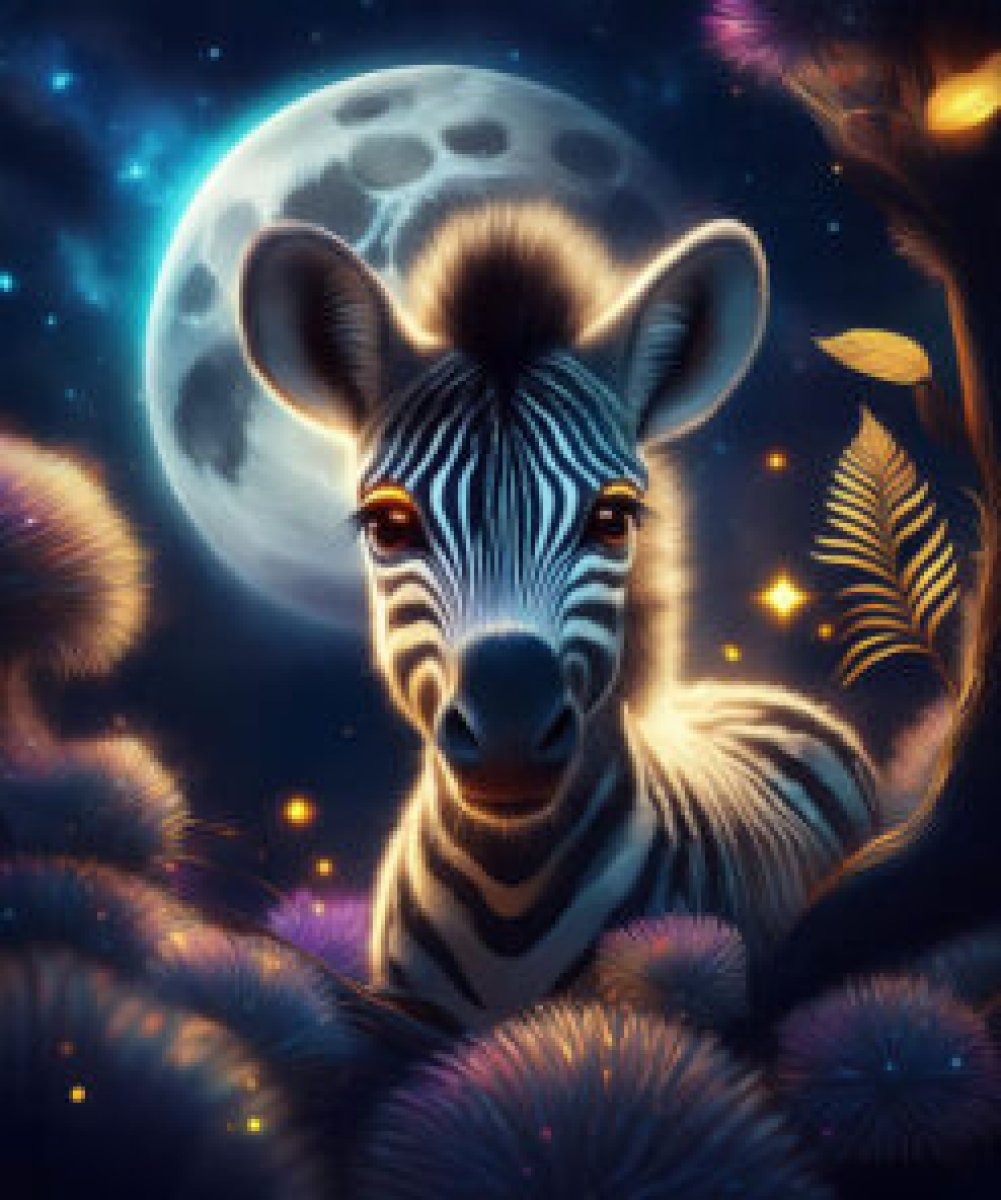 Velour Panel Mondbild Zebra