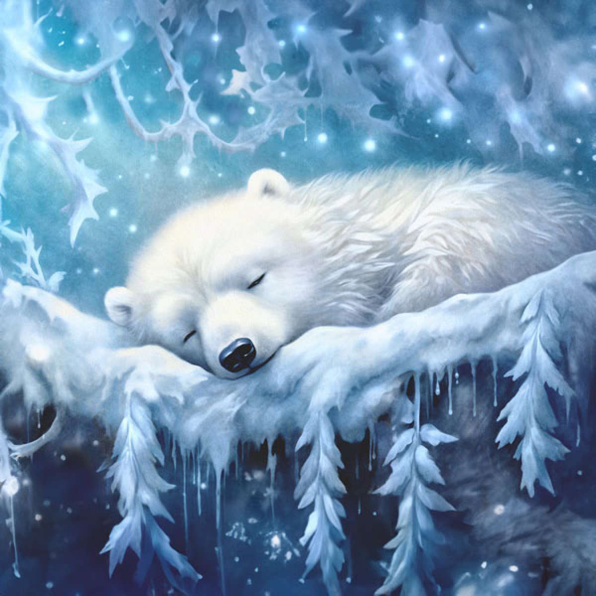 Velours-Panel Eisbär im Schnee