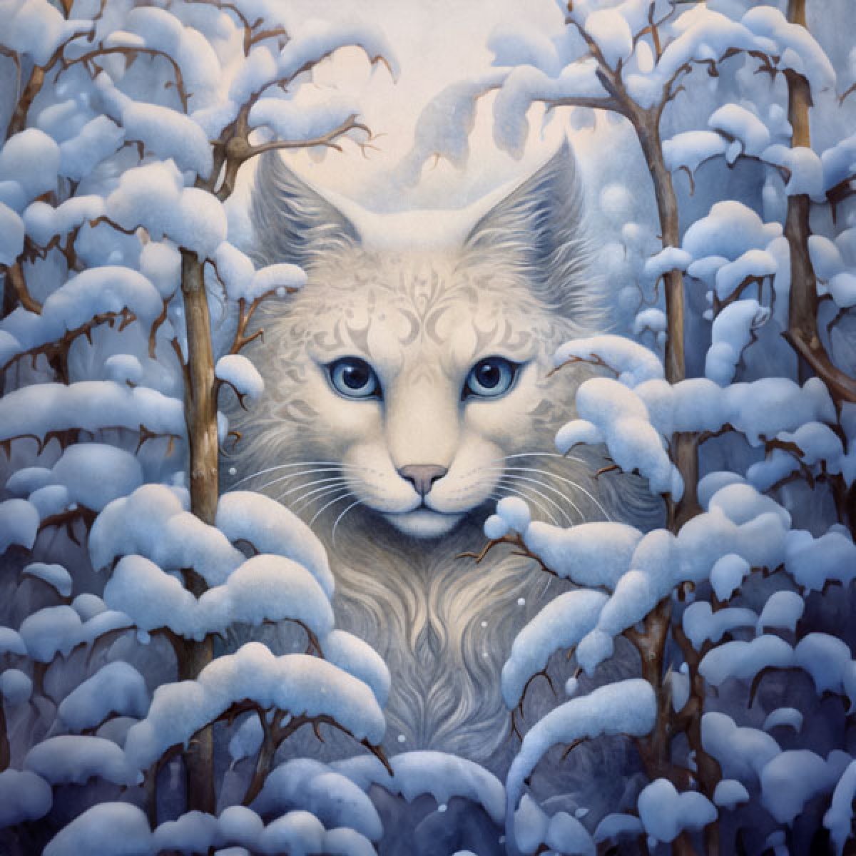 Velours-Panel Katze im Schnee
