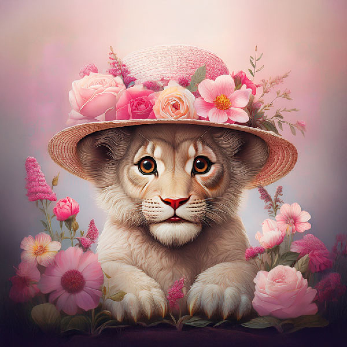 Velour Panel "Frühlingshut" Löwe