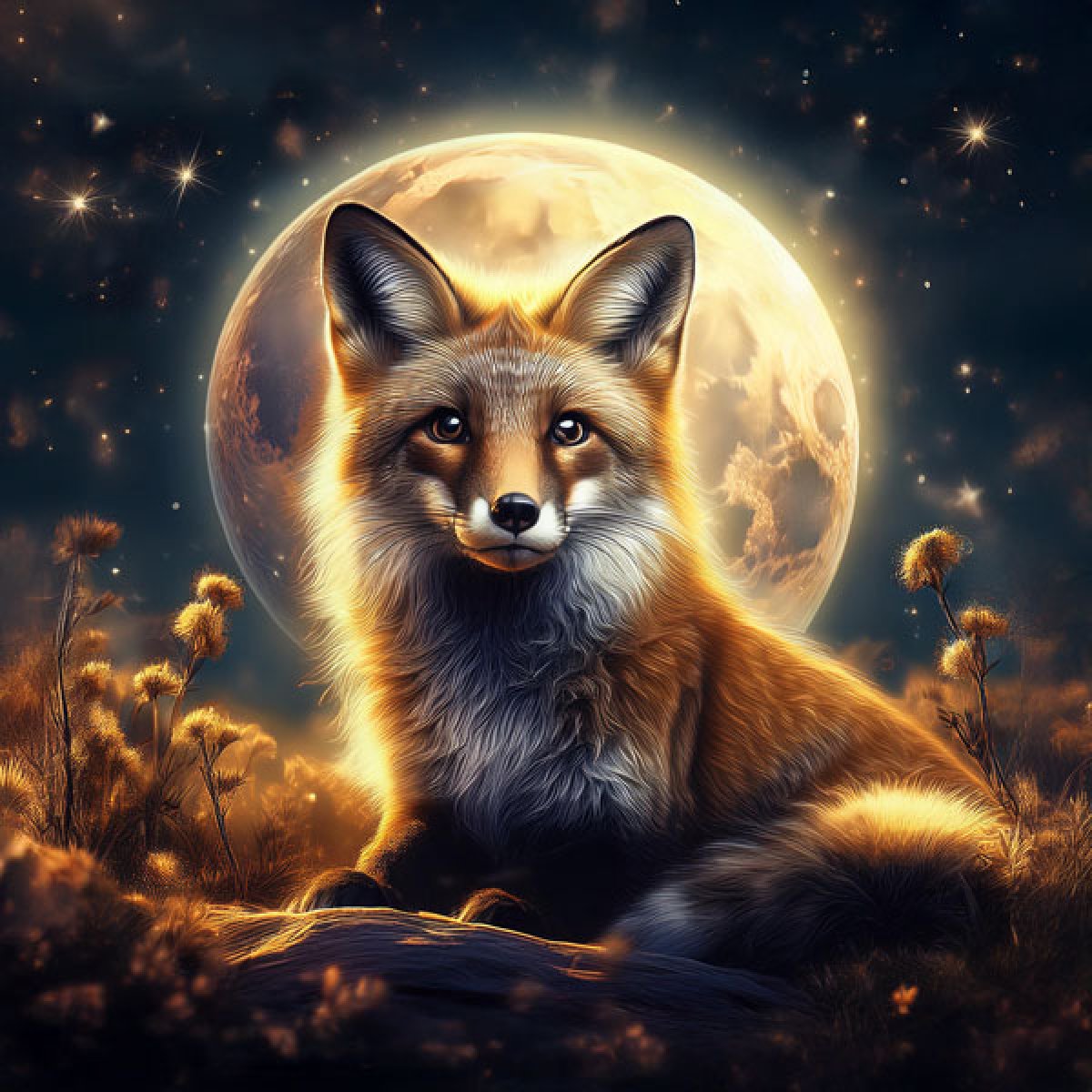 Velour Panel Mondbild Fuchs