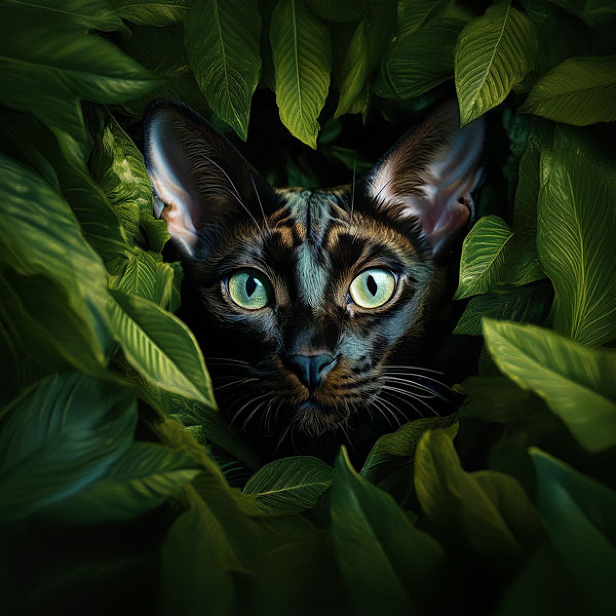 Velours-Panel "Devon Rex" in Blätter