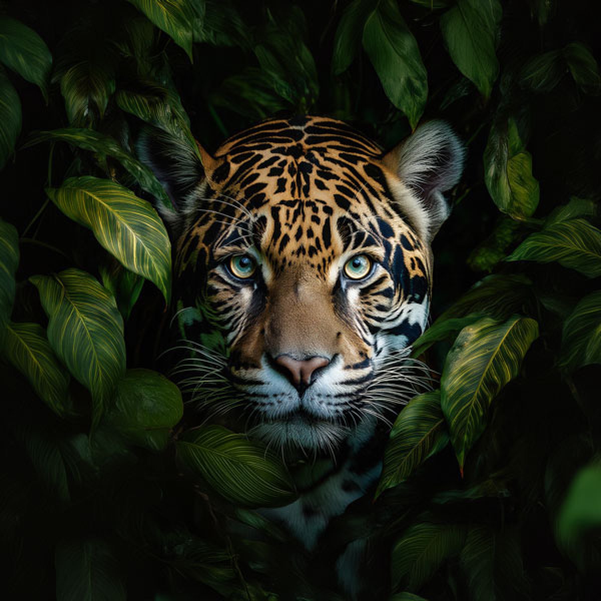 Velours-Panel "Jaguar" in Blätter