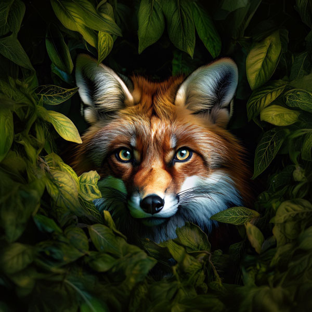 Velours-Panel "Fuchs" in Blätter