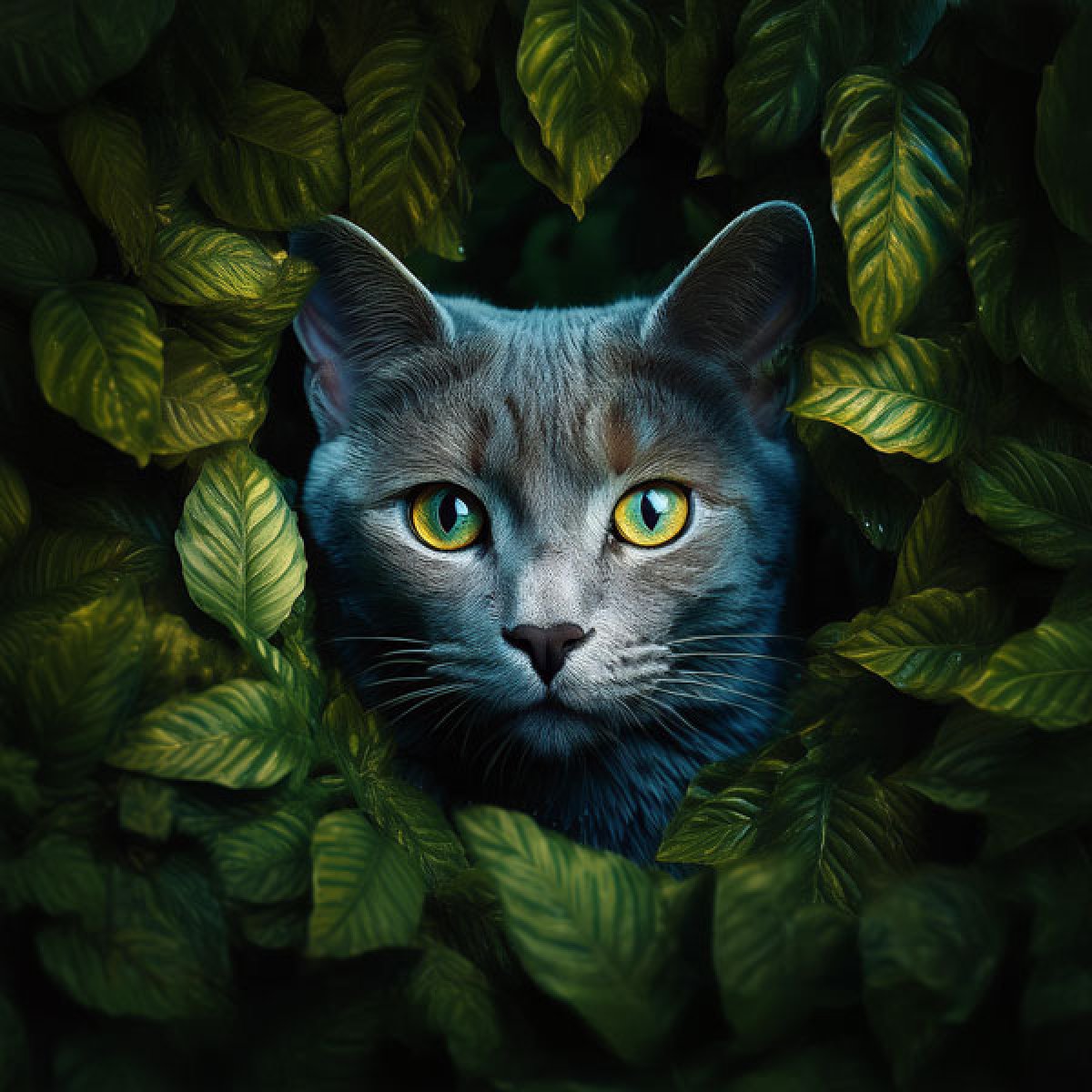 Velours-Panel "Russisch Blau" in Blätter