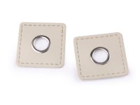 2 Ösen Patch 10mm Kunstleder creme