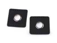 2 Ösen Patch 10mm Kunstleder schwarz matt