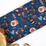 Baumwollstoff Kim Nähzeug navy Vintagelook von Swafing