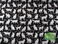 Baumwollstoff Katzen weiß schwarz