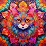 Velour Panel Mandala „Katze“ 2