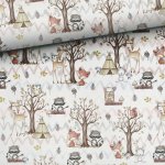 Baumwollstoff Boho Waldfreunde Bambi Waschbär Hase Eule