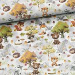 Baumwollstoff Waldtiere herbstlich
