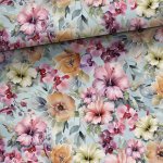 French Terry tropisches Blumenfeld Hintergrund